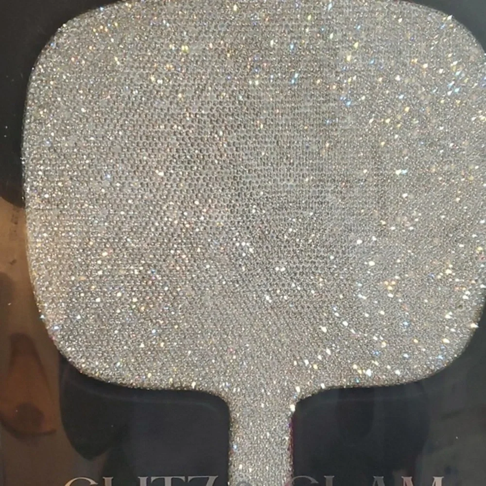 5X magnification Glitz Glam blinged crystal rhinestone hefty handheld mirror new